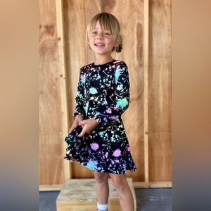 Colorful Splatter Print Dress- twirl dress